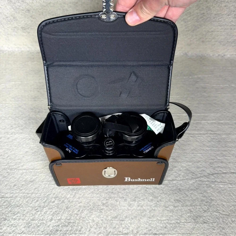 Bushnell‎ Insta-Focus Binoculars w Rare Hard Cover Jack In The Box Case Vintage